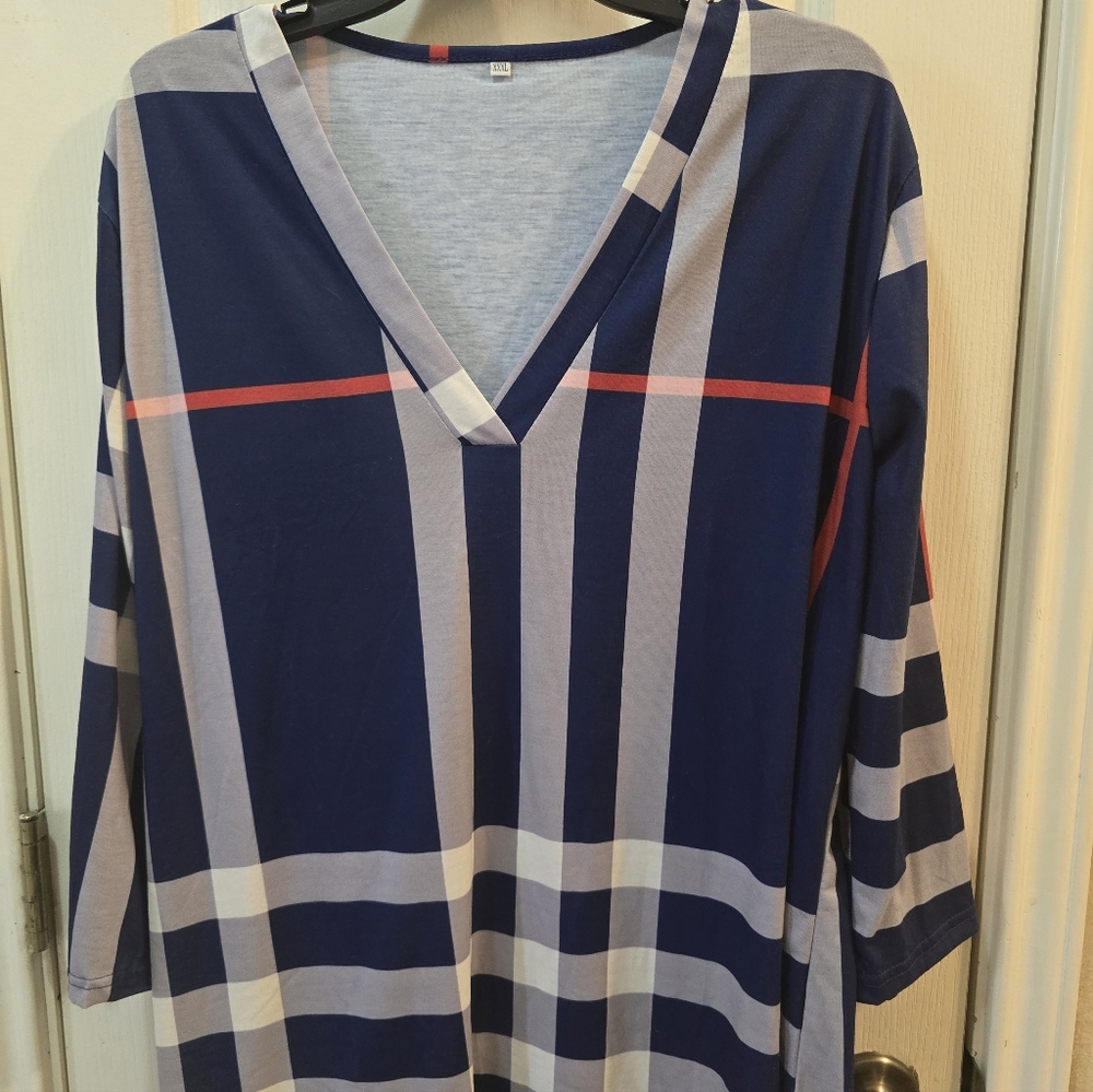 Plaid V-Neck Women's Top NWOT